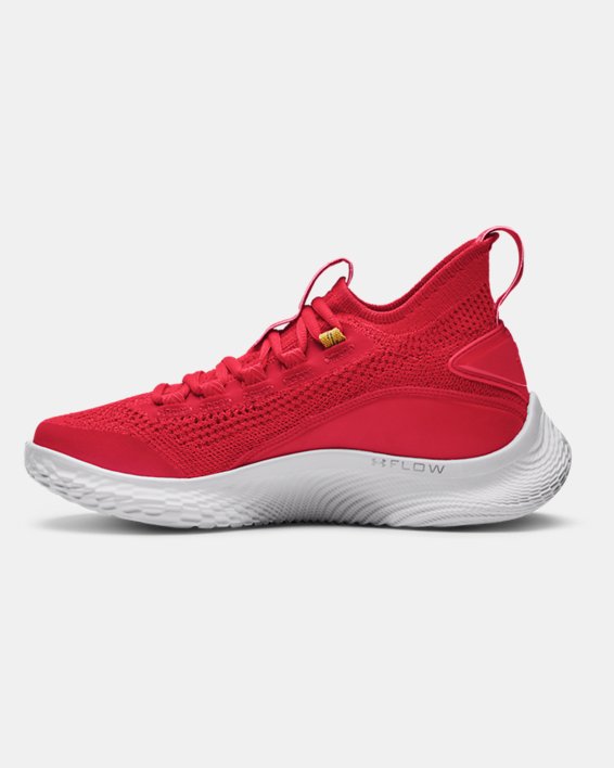 Grade School Curry Flow 8 Basketball Shoes, Red, pdpMainDesktop image number 1